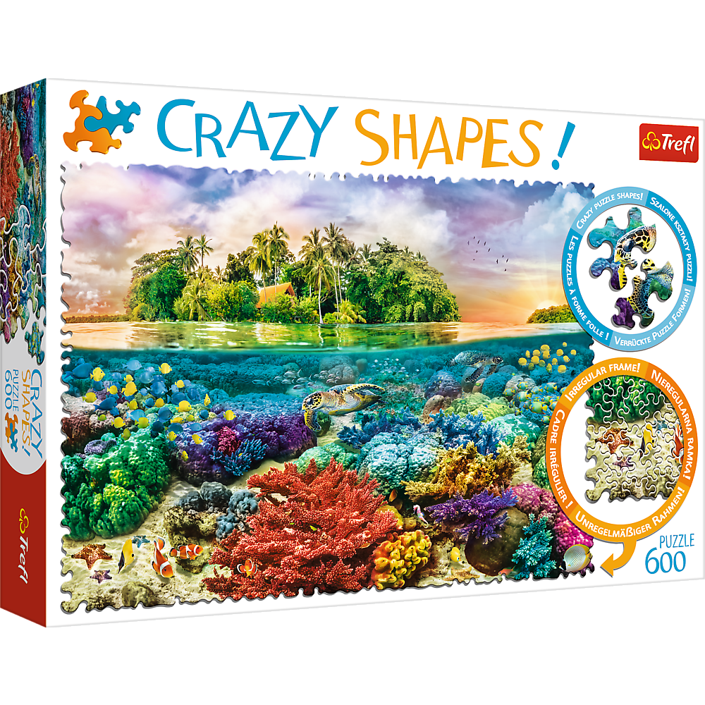 Puzzle 600 dílků netradiční tvar tropická wyspa 680x480mm