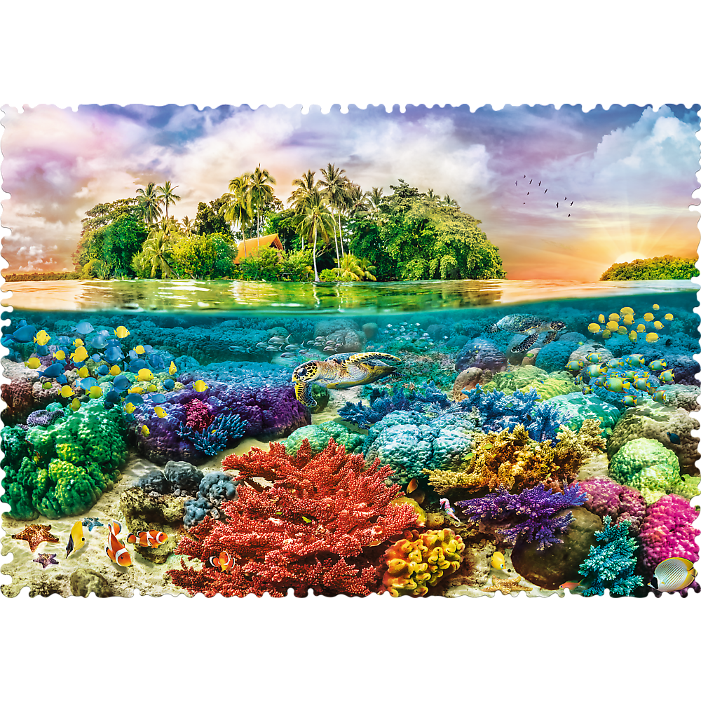 Puzzle 600 dílků netradiční tvar tropická wyspa 680x480mm
