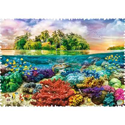 Puzzle 600 dílků netradiční tvar tropická wyspa 680x480mm