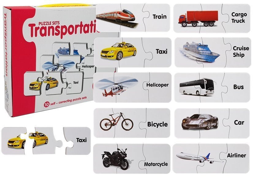 Puzzle dopravní prostředky s anglickými nápisy 10 spojení