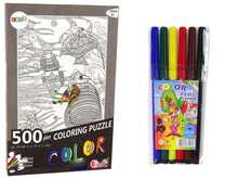 Puzzle k vybarvování 500 dílků ryby oceán s fixy