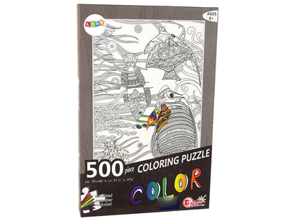 Puzzle k vybarvování 500 dílků ryby oceán s fixy