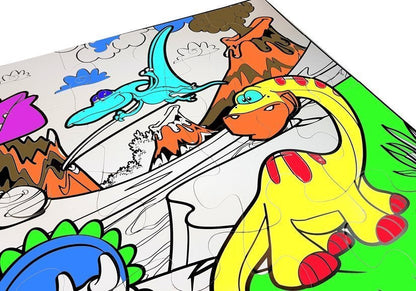 Puzzle k vybarvování s dinosaury a fixy 24 dílků