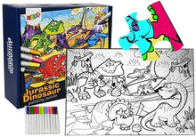 Puzzle k vybarvování s dinosaury a fixy 24 dílků