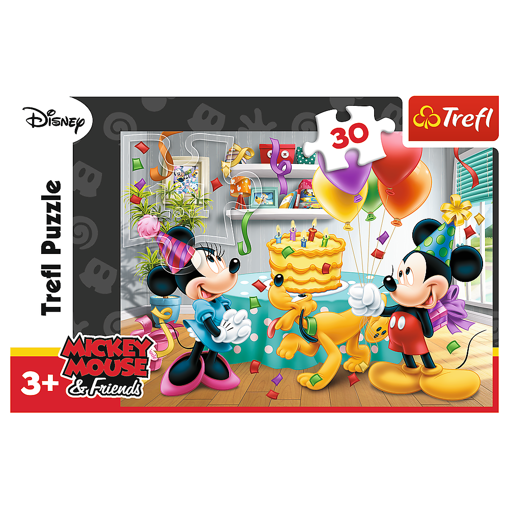Puzzle narozeninový dort Mickey a Minnie 30 dílků – Trefl