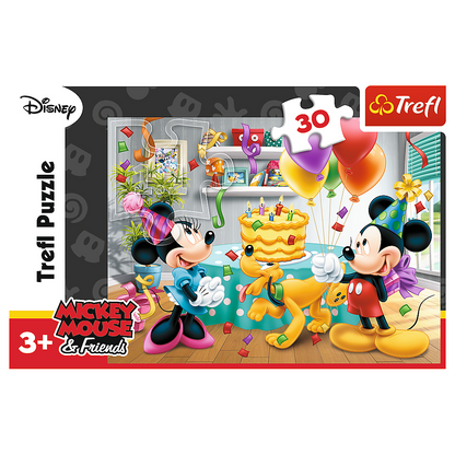 Puzzle narozeninový dort Mickey a Minnie 30 dílků – Trefl