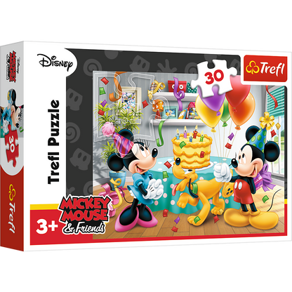 Puzzle narozeninový dort Mickey a Minnie 30 dílků – Trefl