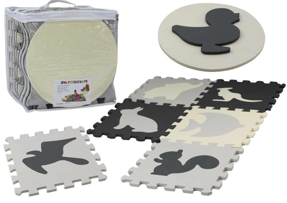 Puzzle pěnová mata edukační kontrastní šedá 28 dílků – EVA