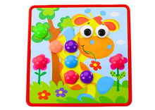 Puzzle s barevnými knoflíky 12 obrázků k doplňování