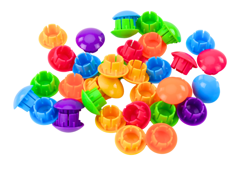 Puzzle s barevnými knoflíky 12 obrázků k doplňování