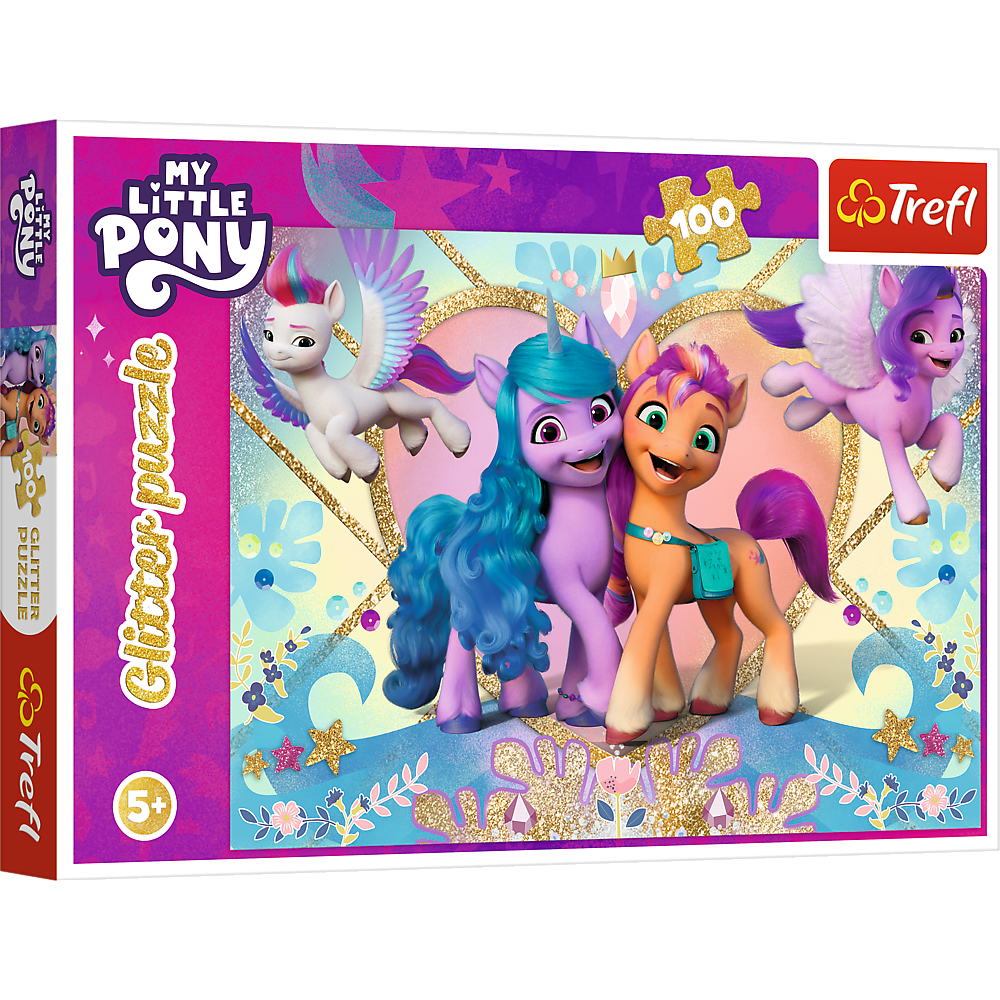 Puzzle s glitry 100 dílků třpytivé poníky – My Little Pony Trefl