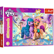 Puzzle s glitry 100 dílků třpytivé poníky – My Little Pony Trefl
