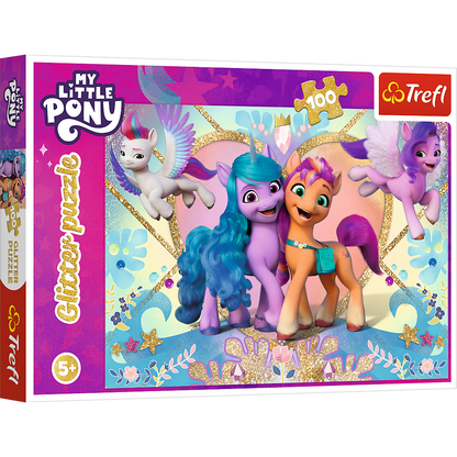 Puzzle s glitry 100 dílků třpytivé poníky – My Little Pony Trefl