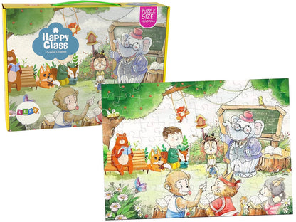 Puzzle Škola pro zvířata 100 dílků s učitelem slonem