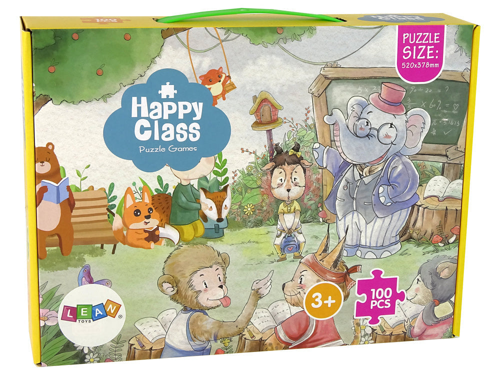 Puzzle Škola pro zvířata 100 dílků s učitelem slonem