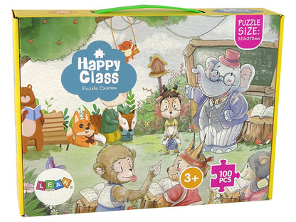 Puzzle Škola pro zvířata 100 dílků s učitelem slonem