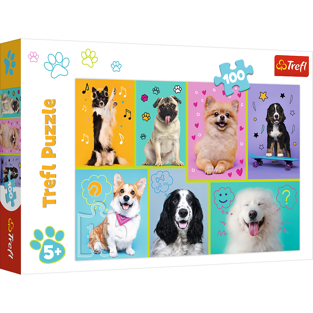 Puzzle Ve světě pejsků 100 dílků – Trefl 16421