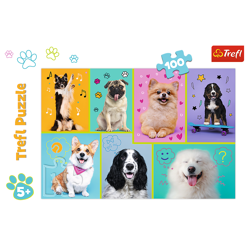 Puzzle Ve světě pejsků 100 dílků – Trefl 16421