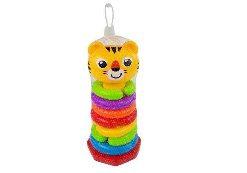 Pyramida pro miminka s barevnými kroužky tygřík