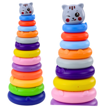 Pyramida s kroužky a kočičkou 13 barevných kroužků 41 cm