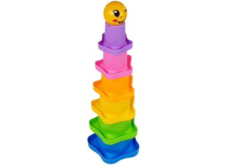 Pyramida z kelímků pro miminka s hvězdičkami barevná