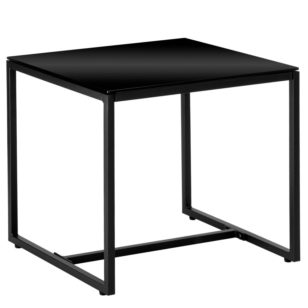 Ratanový zahradní set se dvěma židlemi a stolkem, černý