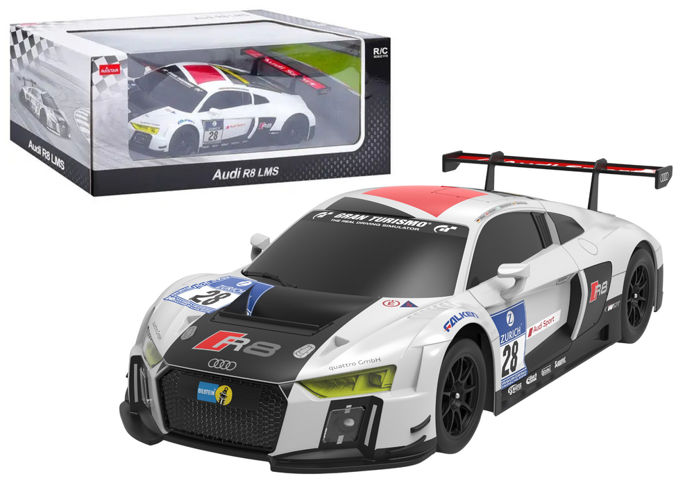 RC auto 1:24 sportovní s dálkovým ovládáním AUDI R8 LMS bílo černé