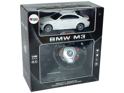 RC auto BMW M3 s volantem 1:18 zvuk světla bílé