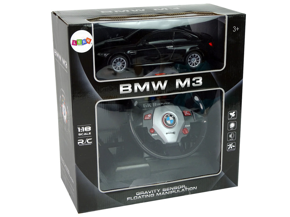 RC auto BMW M3 s volantem 1:18 zvuk světla černé