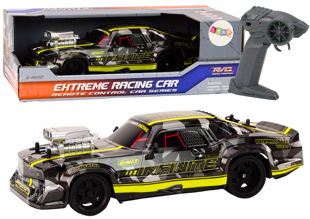 RC auto na dálkové ovládání 1:16 gumové kola drift černé