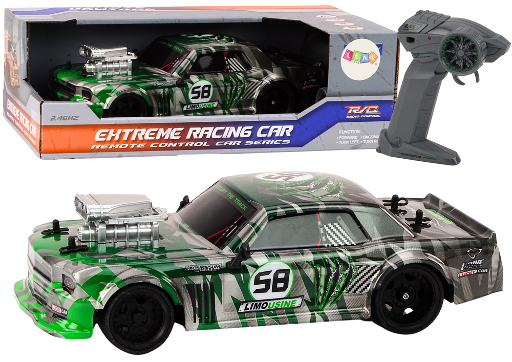 RC auto na dálkové ovládání 1:16 gumové kola drift zelené