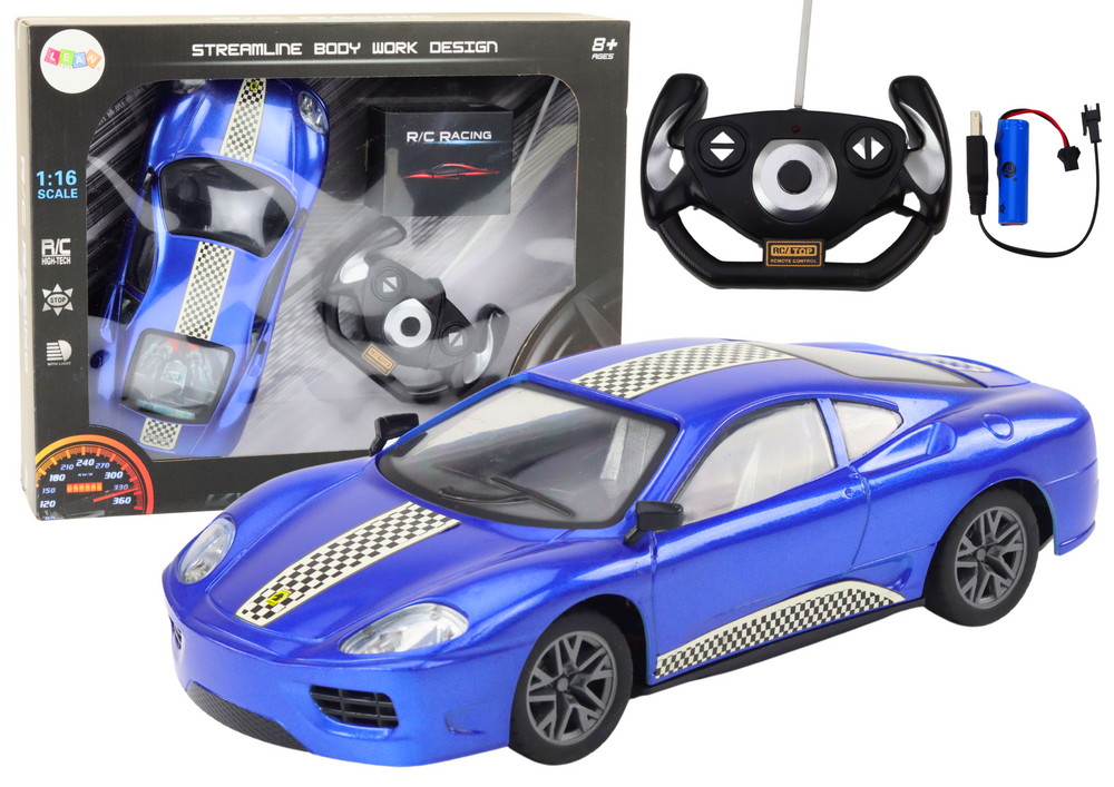 RC auto na dálkové ovládání 1:16 se světly – modré