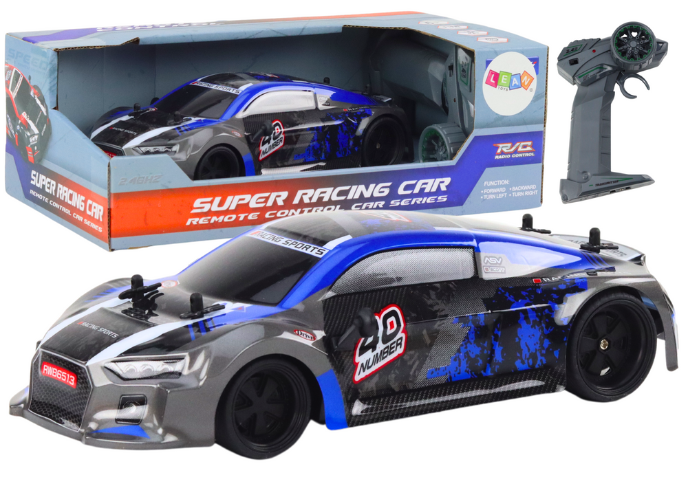 RC auto na dálkové ovládání 1:18 gumové kola drift modré