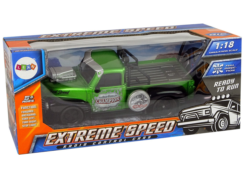 RC auto na dálkové ovládání 1:18 pick up s pilotem zelené