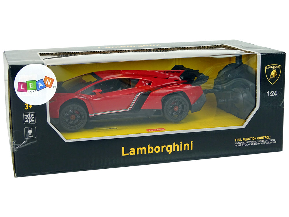 RC auto na dálkové ovládání 1:24 Lamborghini Veneno se světly červené