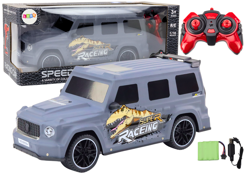 RC auto na dálkové ovládání s dinosaurem 1:10 šedé