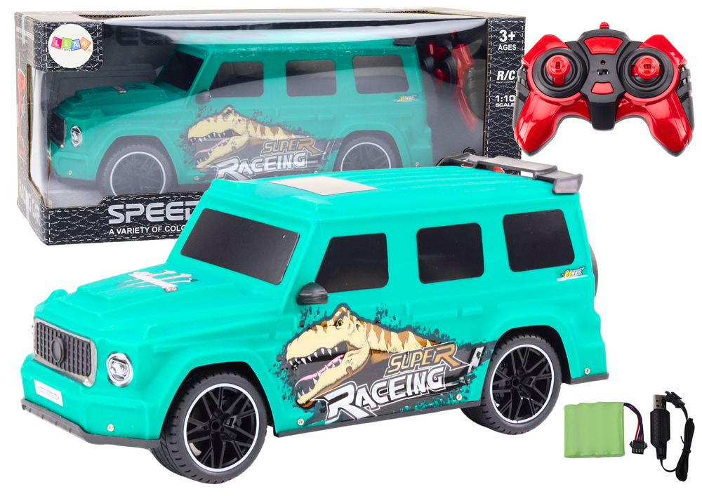 RC auto na dálkové ovládání s dinosaurem 1:10 zelené