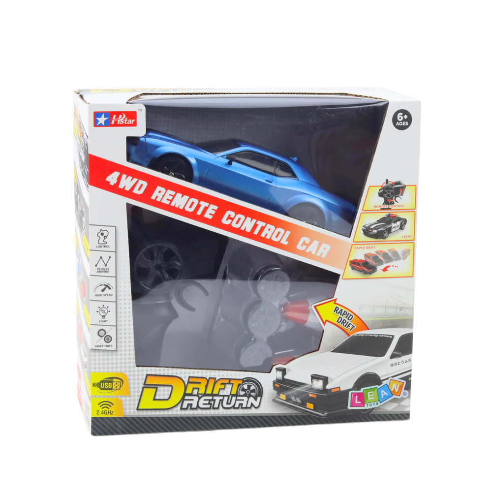 RC auto na drift 4WD s výměnnými koly a dálkovým ovládáním modré