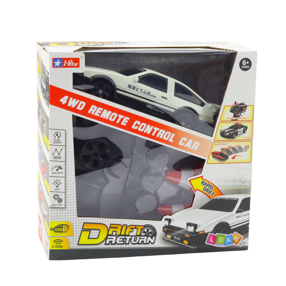 RC auto na drift s výměnnými koly 4WD dálkové ovládání bílé