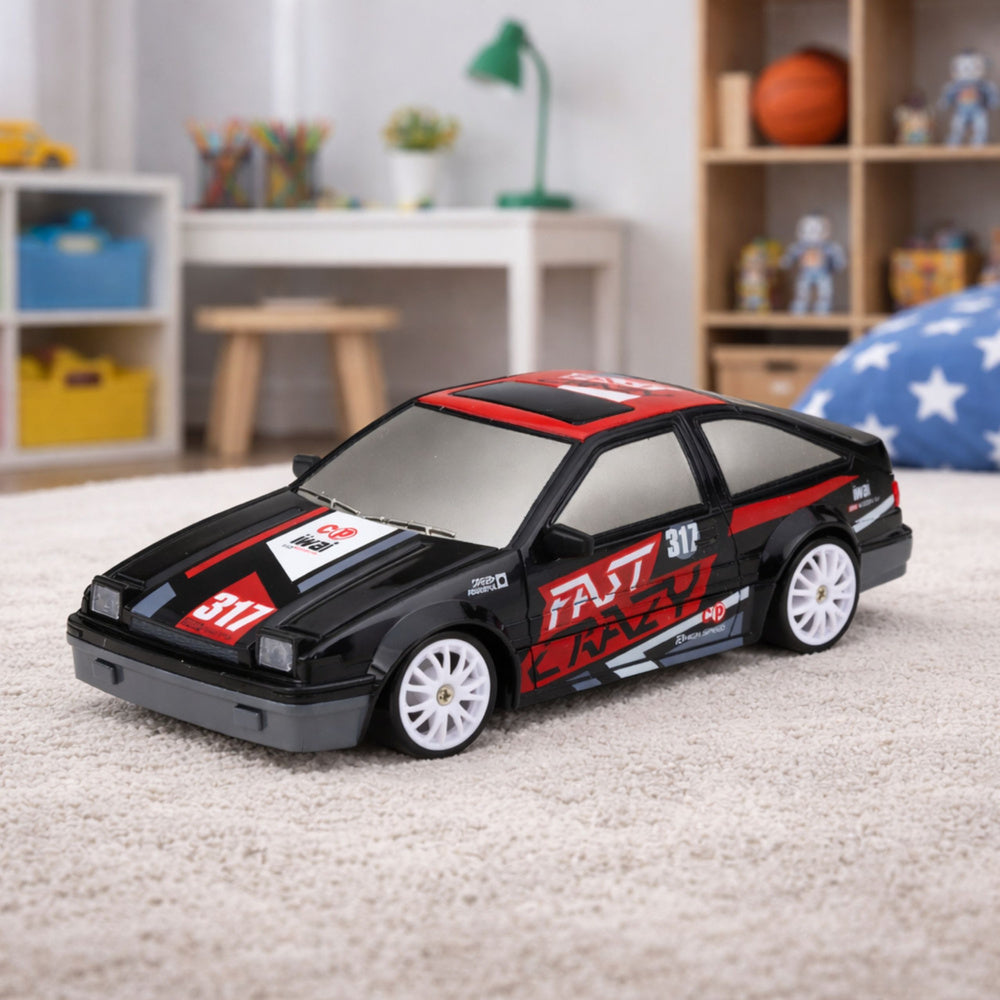 RC auto na driftování se zaměnitelnými koly černé 1:24