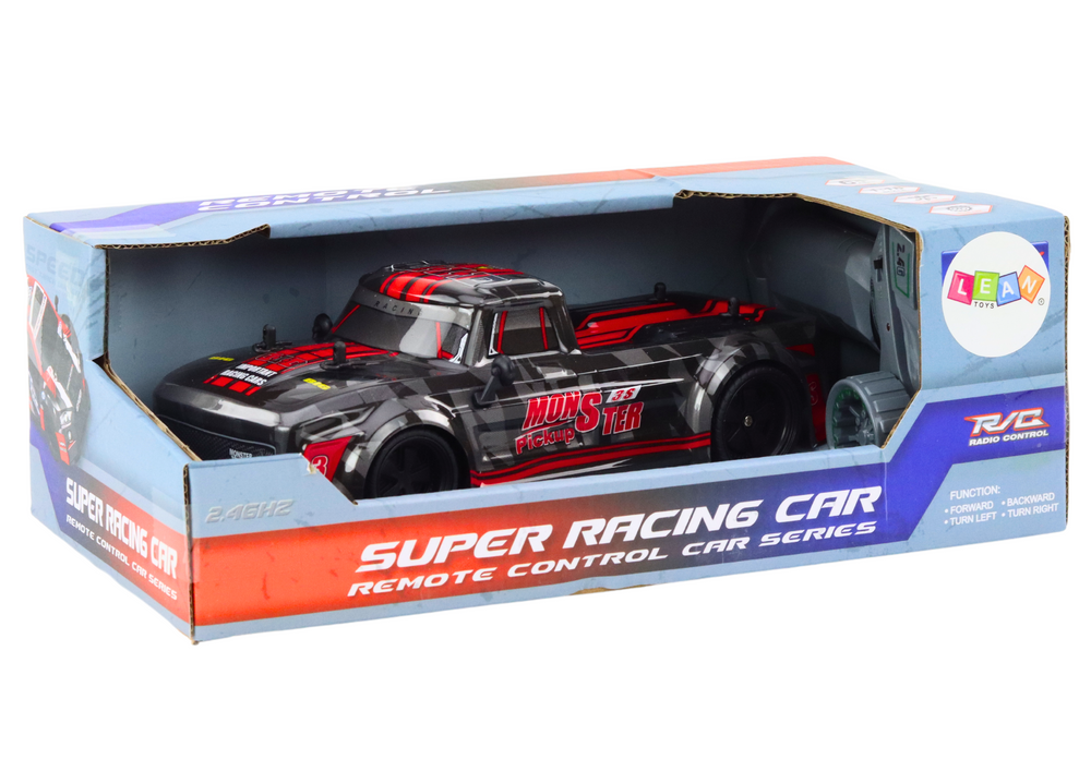 RC auto pick up 1:18 s gumovými pneumatikami a 2.4G ovladačem červené