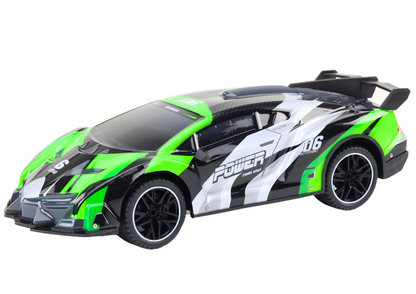 RC auto sportovní na dálkové ovládání 1:10 25km/h LED světla zelené