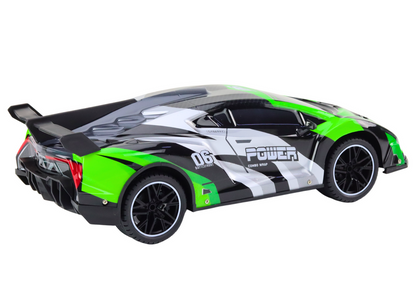 RC auto sportovní na dálkové ovládání 1:10 25km/h LED světla zelené