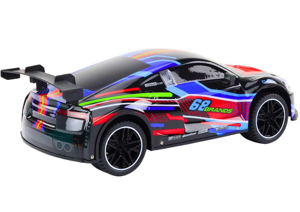 RC auto sportovní na dálkové ovládání 1:10 25km/h se světly černé