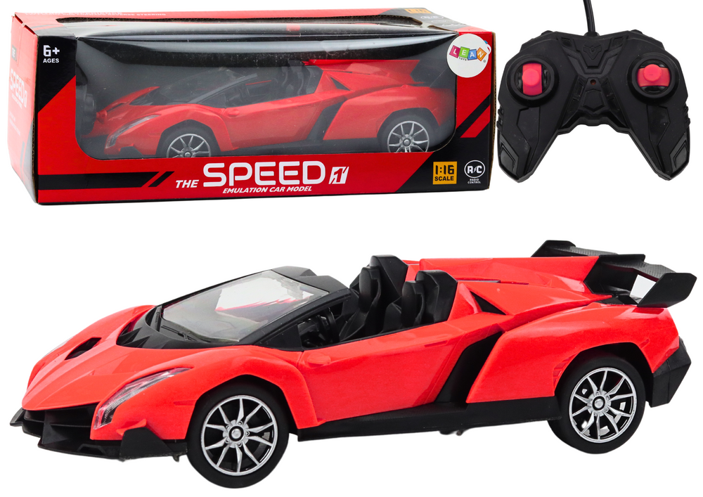 RC auto sportovní na dálkové ovládání 1:16 s pilotem červené