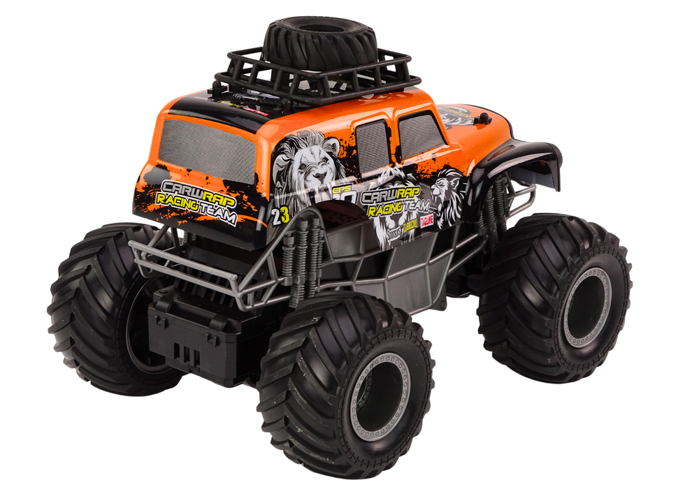 RC auto terénní 1:16 – s LED světly oranžové | dálkové
