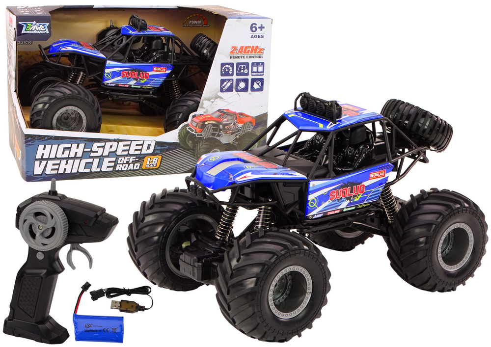 RC auto terénní 1:8 s tlumiči – modré