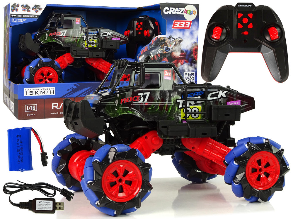 RC auto terénní drift 1:16 s otočením 360° a 2.4G ovládáním modré