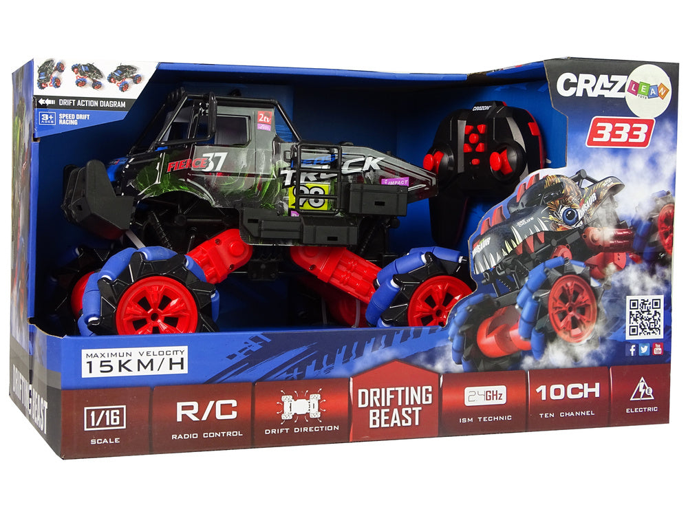 RC auto terénní drift 1:16 s otočením 360° a 2.4G ovládáním modré