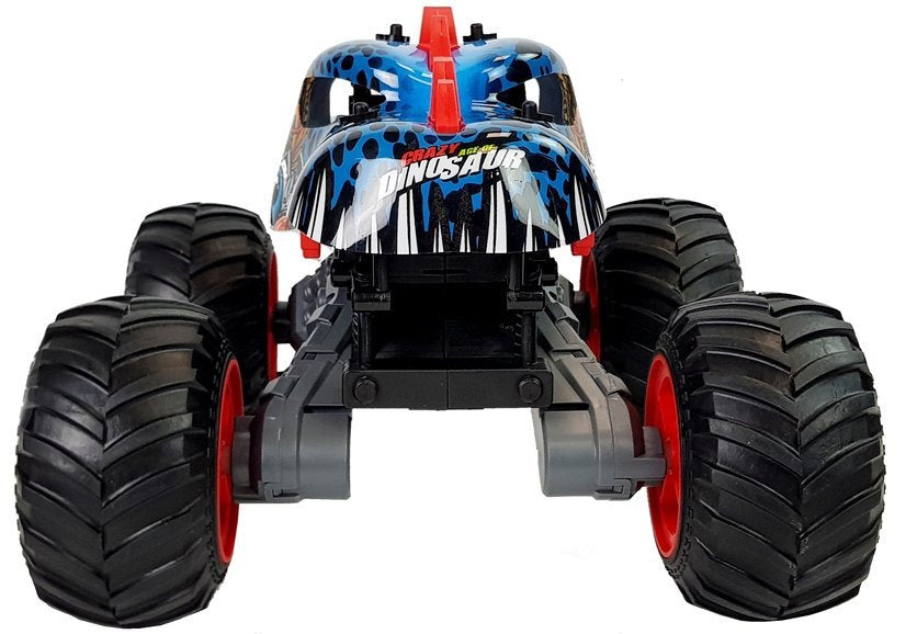 RC auto terénní s velkými koly motiv dinosaurus 2.4G červené